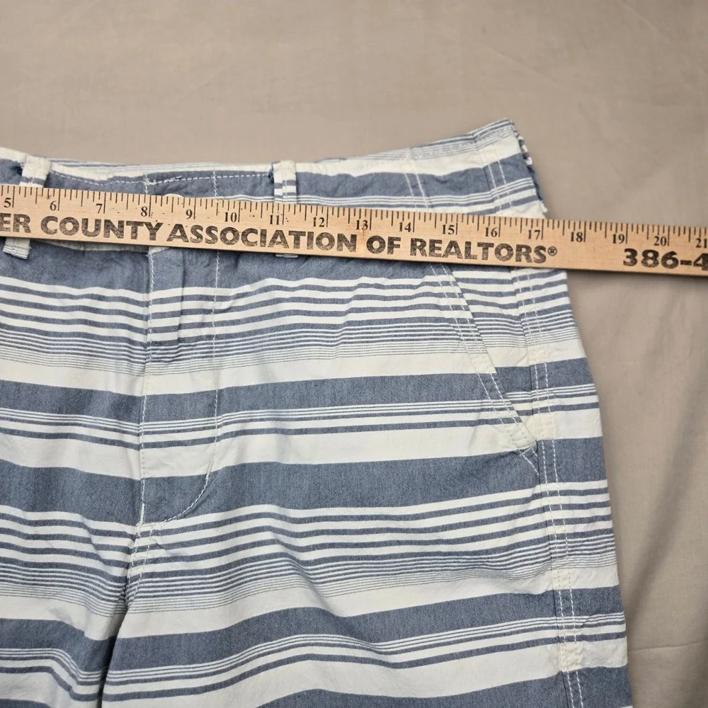 American Eagle Classic Shorts Mens‎ 33 Blue White Striped Cotton Flat Front 9